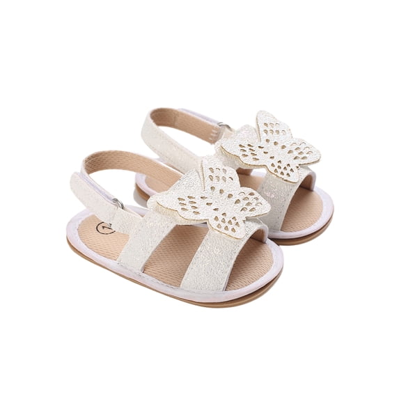 Seyurigaoka Baby Girls Summer Butterfly Beach Sandals Non-slip Soft Sole Toddler Princess Open-toed Flat Shoes
