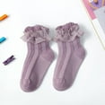 thumbnail image 1 of Seyurigaoka Baby Kids Girl Lace Socks, Toddler Girl Lace Flounce Princess Socks Cable Knitted Cotton Stocking, 1 of 6