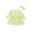 thumbnail image 1 of Seyurigaoka Baby Long Sleeve Dress with Bow Headband Daisy Print Ruffle, 1 of 6