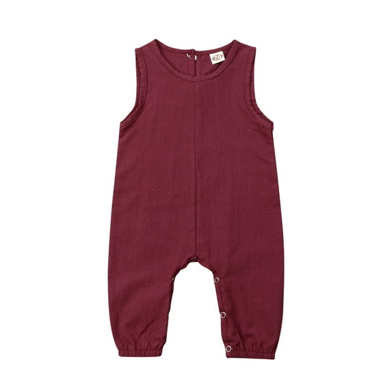 Seyurigaoka Baby Newborn Infant Romper Sleeveless Plain Jumpsuit Boys Girls Summer Outfits