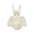 thumbnail image 1 of Seyurigaoka Baby Summer Ruffle Romper, Sleeveless Elastic Waist Rainbow Embroidery Strap Bodysuit, 1 of 9