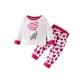 thumbnail image 1 of Seyurigaoka Baby Valentine's Suit, Elephant Heart Pattern Elastic Waist Long Sleeve Tops + Trousers, 1 of 9