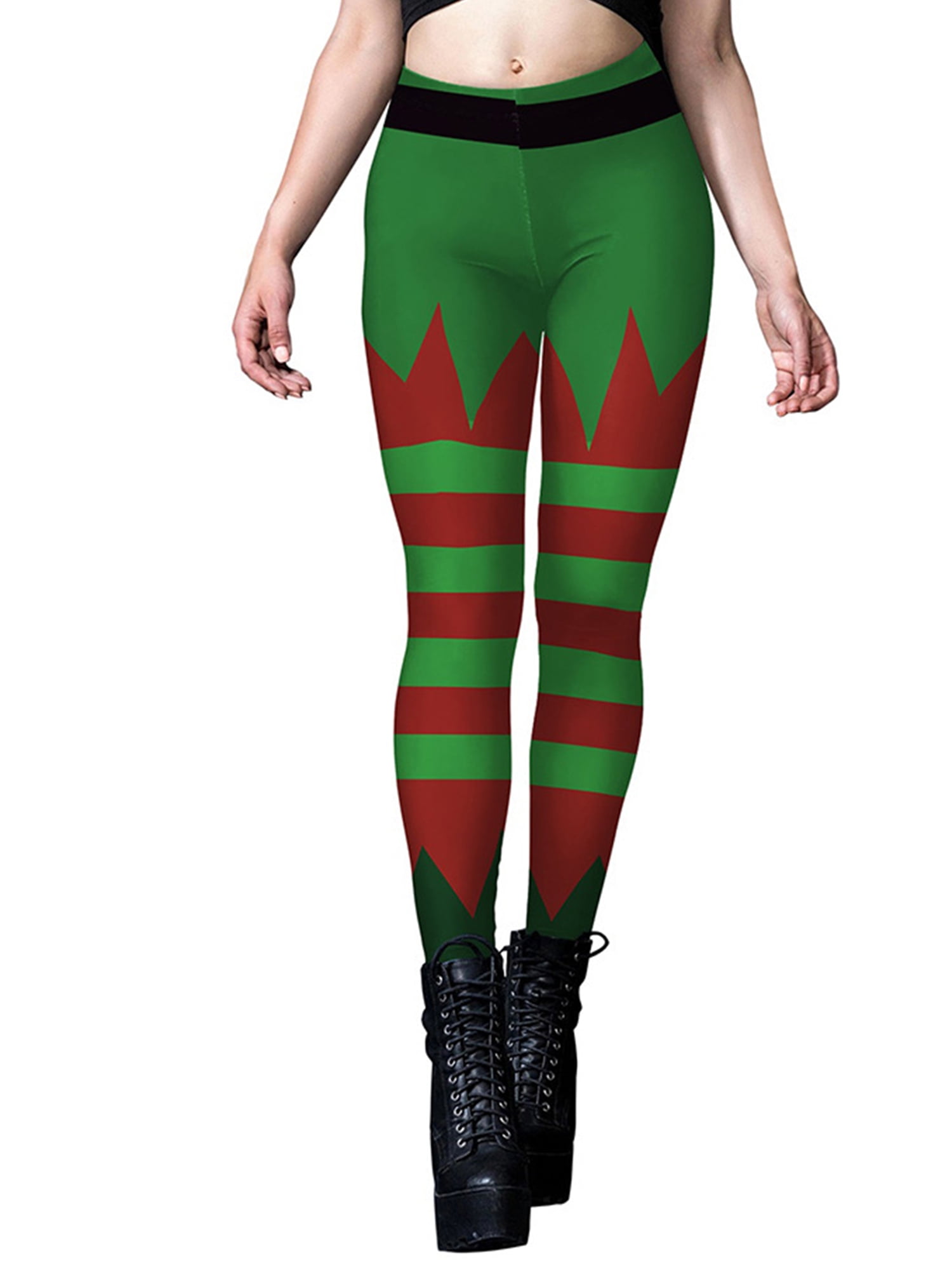 Seyurigaoka Christmas Leggings for Women Striped/Bear/Tree Print