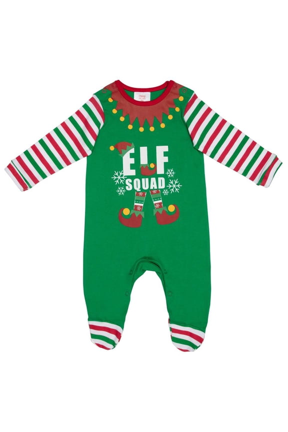 Christmas Parent-Child Nightclothes, Pajamas, Family Matching Set Striped Elf Printed Baby Unisex Romper