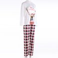 thumbnail image 1 of Seyurigaoka Christmas Parent-child Pajamas, Cartoon Letter Print Long Sleeve Round Neck Pullover Plaid Trousers Jumpsuit, 1 of 5