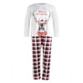 thumbnail image 1 of Seyurigaoka Christmas Parent-child Pajamas, Cartoon Letter Print Long Sleeve Round Neck Pullover Plaid Trousers Jumpsuit, 1 of 6