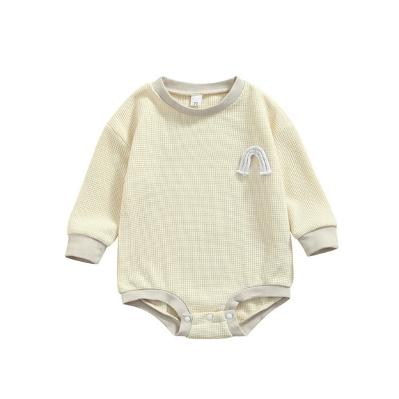 Seyurigaoka Color Block Playsuit, Rainbow Pattern Long Sleeve Round Neck Romper