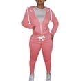 thumbnail image 1 of Seyurigaoka Fall Winter Women Juniors Hooded Tops + Trousers, Pocket Decoration Elastic Clothing, 1 of 8