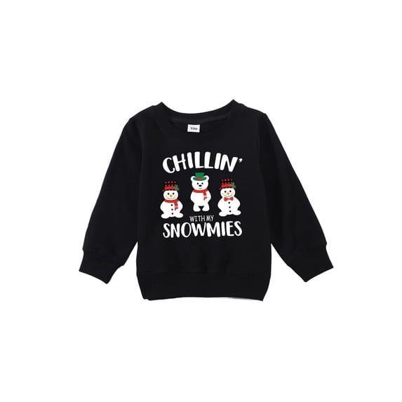 Seyurigaoka Family Matching Christmas O-Neck Long Sleeve Snowman Print Pullover