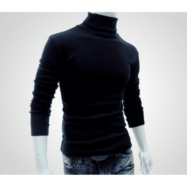 Seyurigaoka Fashion Mens Polo Roll Turtle Neck Pullover Knitted Jumper Tops Sweater Shirt