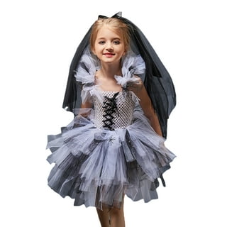 IKALI Adults Women Girls Zombie Bride Halloween Costume with Veil, Mommy  and Daughter Matching Fancy Dress Outfit