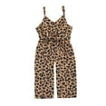 thumbnail image 1 of Seyurigaoka Girls Summer Sleeveless Romper Leopard High Waist Lace-up V Neck, 1 of 5