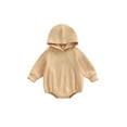 thumbnail image 1 of Seyurigaoka Infant Baby Girl Boy Spring Autumn Romper Tops Solid Color Long Sleeves Hood Jumpsuit for Boys Girls, 0-18 Months, 1 of 9
