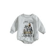 thumbnail image 1 of Seyurigaoka Infant Baby Girl Boy Spring Jumpsuit Long Sleeves Round Neck Cow Letter Print Romper Tops for 3-24 Months Toddler Kids, 1 of 9