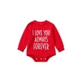 thumbnail image 1 of Seyurigaoka Infant Baby Girl Valentine's Day Jumpsuit Cartoon Letter Print Long Sleeve Round Neck Romper Tops for 0-24 Months Toddler Kids, 1 of 9