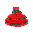 thumbnail image 1 of Seyurigaoka Kids Girl Christmas Sequin Princess Dress, O-neck Ruffle Hem Tulle Dress, 1 of 5