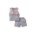 thumbnail image 1 of Seyurigaoka Little Girl’s Leopard Stitching Sleeveless Tops and Short Pants Set, 1 of 8