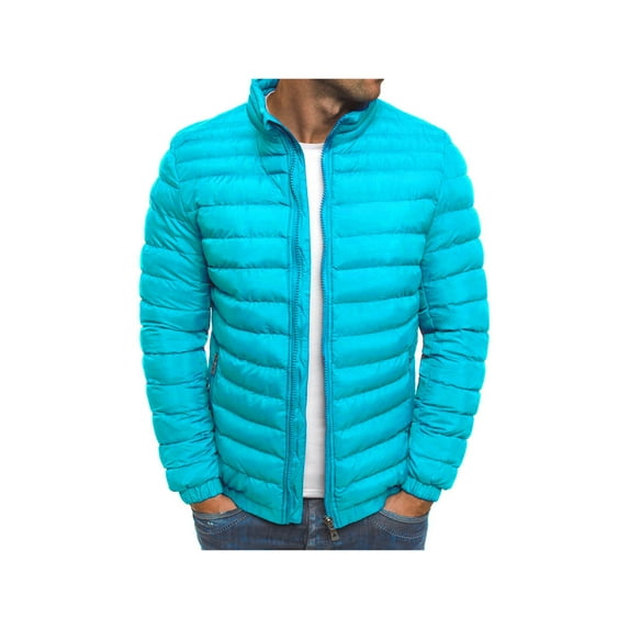 Seyurigaoka Men Juniors Down Cotton Jacket Solid Color Winter Cardigan Coat with Zipper