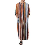 Seyurigaoka Men Muslim Robe Striped Printed Long Sleeve Saudi Arab ...