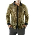 thumbnail image 1 of Seyurigaoka Men's 70s Shiny Sequins Disco Shirts Dude Costumes Long Sleeve Button Down Nightclub Party Costume, 1 of 6
