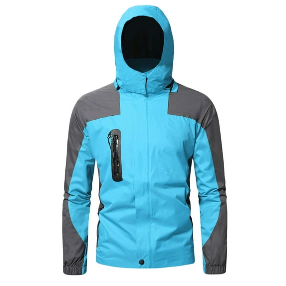 Seyurigaoka Men's Oversized Windproof Waterproof Training jacket Fall Winter Long Sleeve Outdoor Hiking Windbreaker Hooded Coat