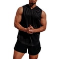 thumbnail image 1 of Seyurigaoka Men's Plus Size Quick Dry Hooded Vest Solid Color Fitness Training Muscle Workout Gym Tank Tops, 1 of 5