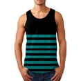 thumbnail image 1 of Seyurigaoka Men's Plus Size Sleeveless Tank Tops, Stripe Pattern Round Neck Loose Fit Simple Vest, Casual Street Style Tops, 1 of 5
