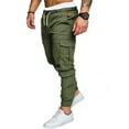 thumbnail image 1 of Seyurigaoka Men’ s Trousers Solid Color High Waist Pants with Multiple Pockets, 1 of 8