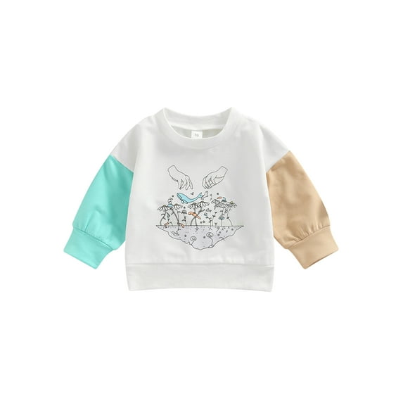 Seyurigaoka Newborn Baby Boys Girls Casual Pullover Spring Autumn Color Matching/Floral Pattern Sweatshirts Long Sleeve Round Collar Tops Clothes