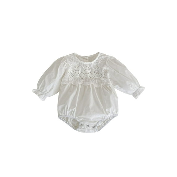 Seyurigaoka Newborn Baby Sisters Matching Clothes Lace Cutout Long Sleeves Romper/ Dress for Infant Toddler Girls