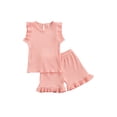 thumbnail image 1 of Seyurigaoka Ribbed Outfits Fly Sleeve Round Neck Pullover + Ruffle Shorts, 1 of 9