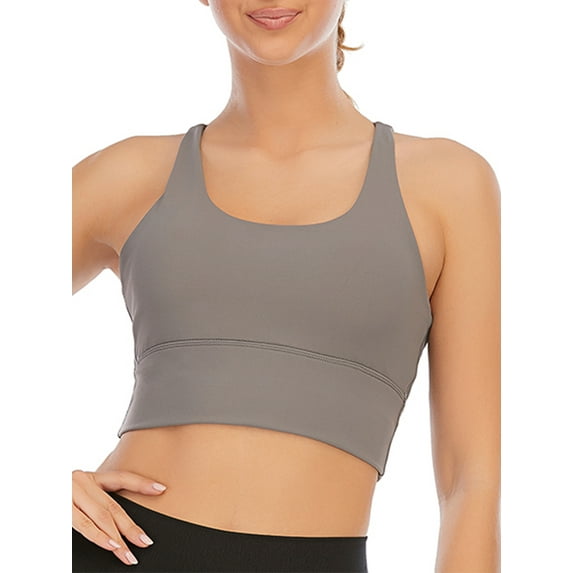 Seyurigaoka Sports Bras for Women Padded High Impact Seamless Criss Cross Back Workout Tops Gym Activewear Bra