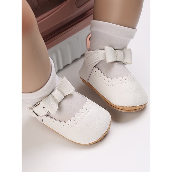 Seyurigaoka Spring Toddlers Girls Princess Shoes, Sweet Style Solid Color Bow Lace Decoration Soft Sole Non-slip Shoes Infant Prewalker