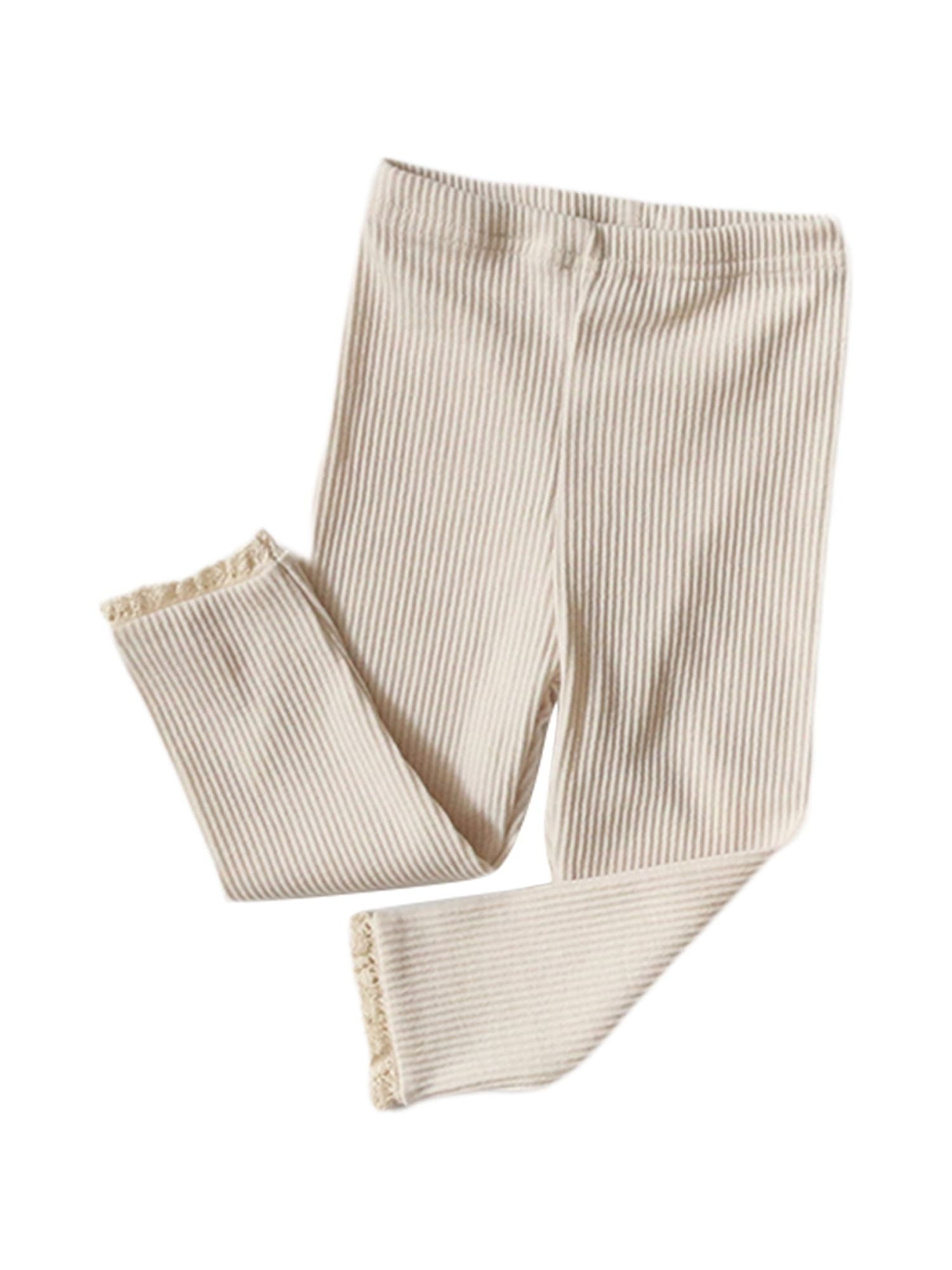 Seyurigaoka Toddler Baby Footless Tights, Rib Knit Lace Trim Stocking Leggings