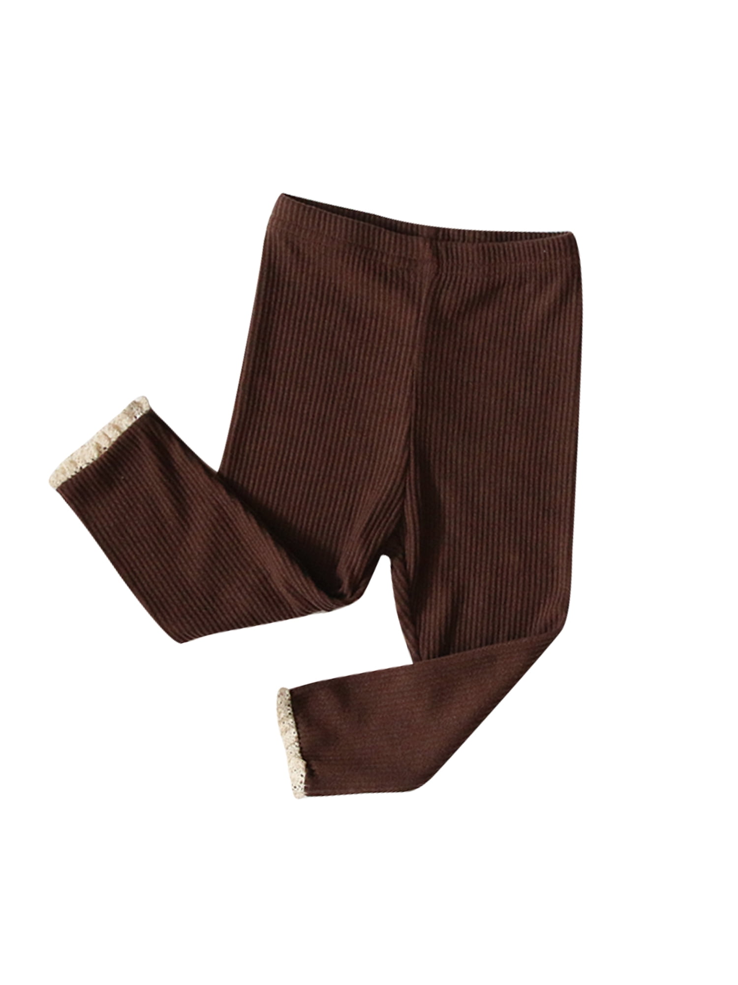 Seyurigaoka Toddler Baby Footless Tights, Rib Knit Lace Trim Stocking Leggings