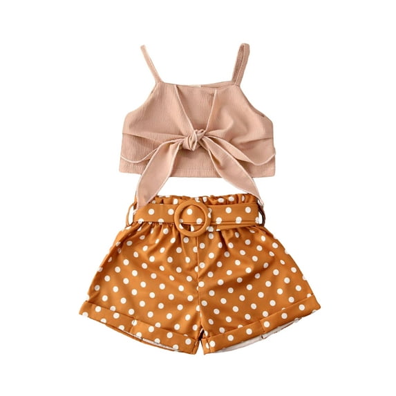 Seyurigaoka Toddler Baby Girl Clothes Summer Suit Sleeveless Vest Top Dots Shorts Kids Clothing Set