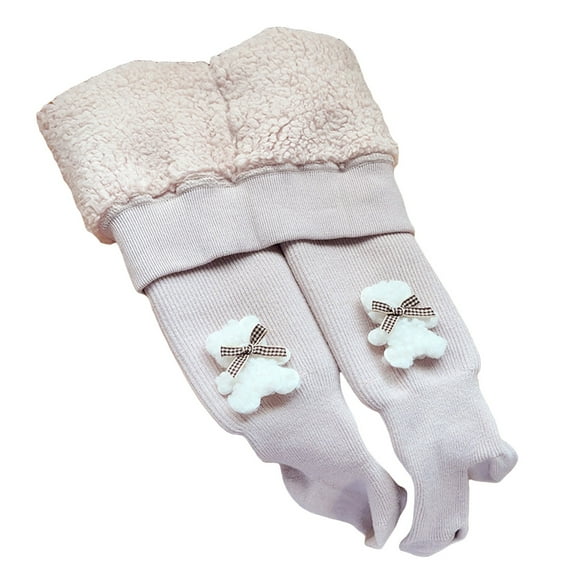 Seyurigaoka Toddler Baby Girls Pantyhose Cute Cartoon Bear Seamless Footed Leggings Tights Winter Warm Stockings for 1-6Y Kids