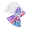 thumbnail image 1 of Seyurigaoka Toddler Girls Outfits Sets White Long Sleeve Blouse Tie Dye Suspender Skirt 2 Pcs Clothes, 1 of 6