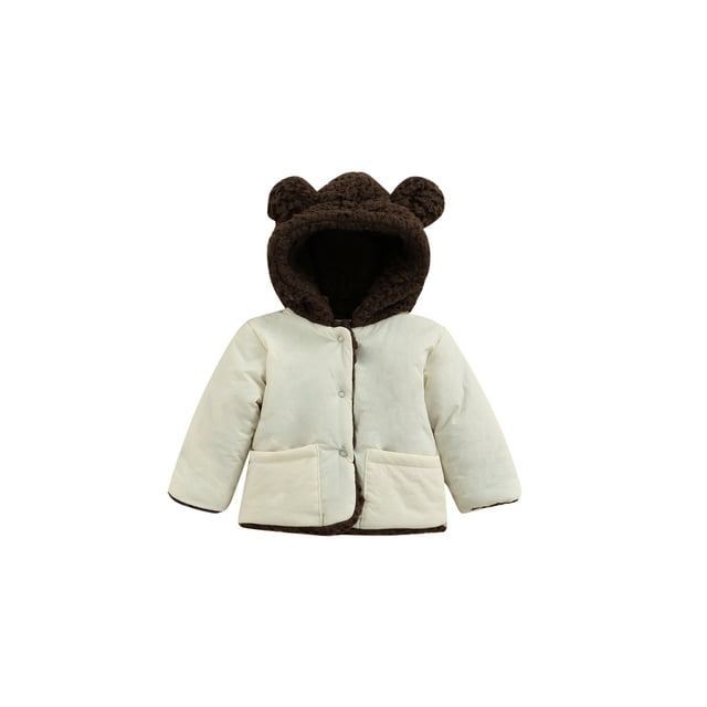 Seyurigaoka Unisex Babies Reversible Hooded Coat, Long Sleeve Button-down Wadded Jacket