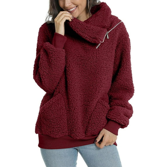Seyurigaoka Winter Women Juniors Warm Long Sleeve Hoodies Solid Color Casual Zipper Sweatshirt