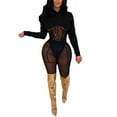 thumbnail image 1 of Seyurigaoka Women Casual Clothes Suits, Solid Color Mesh See Through Patchwork Long Sleeve Hooded Tops Trousers, 1 of 7