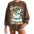 thumbnail image 1 of Seyurigaoka Women Christmas Casual Sweatshirt, Snowman Print Crew Neck Pullover Tops, 1 of 5