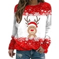thumbnail image 1 of Seyurigaoka Women Christmas Sweatshirt Long Sleeve Crew Neck Santa Claus/Elk Print Pullover Tops Streetwear for Casual Daily, 1 of 2