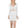 thumbnail image 1 of Seyurigaoka Women Close-fitting Dress, Solid Color Plunging Neckline One-piece, 1 of 9