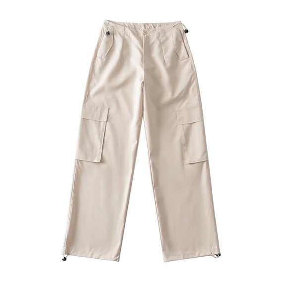 Seyurigaoka Women Drawstring Baggy Cargo Pants Low Waisted Loose Oversized Wide Leg Sweatpants Jogger Pants Trousers with Pocket