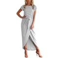 thumbnail image 1 of Seyurigaoka Women Dress with Waistband Short Sleeve Irregular Hem One-piece, 1 of 9