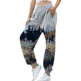 thumbnail image 1 of Seyurigaoka Women Fashion Elastic Waist Landscape Print Pants Casual Pants, 1 of 9