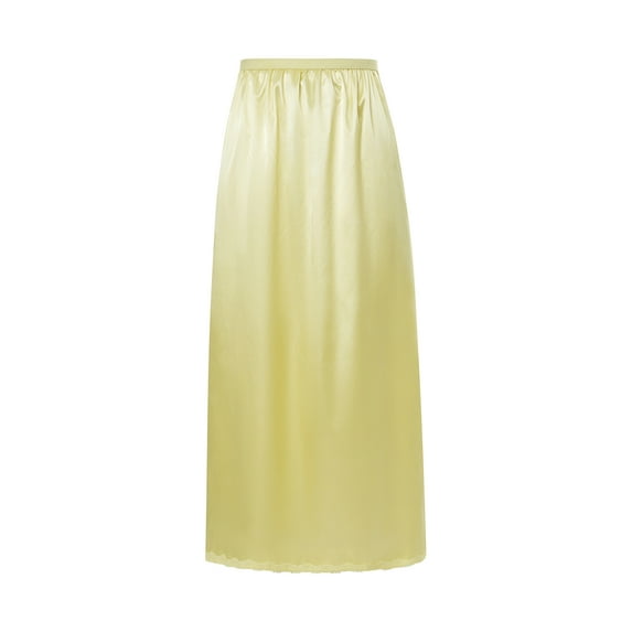 Seyurigaoka Women Half Slip Underskirt, Solid Color Elastic Waist Inner Lining for Midi Skirt, Long Underskirt for Ladies, S/M/L/XL/XXL