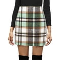 thumbnail image 1 of Seyurigaoka Women Juniors Bodycon Mini Skirt Classic Plaid Print High Waist Zip Up Wool Pencil Skirt for Teen Girls, 1 of 4