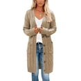 thumbnail image 1 of Seyurigaoka Women Juniors Cardigan, Solid Color Long Sleeve Sweater Coat with Pockets, 1 of 5